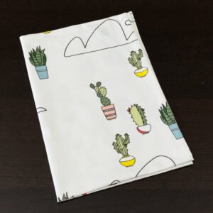 Flat folded towel in cloudy cactus design