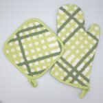 Jute impossible design mitt and hot pad in mint from hem and tassel