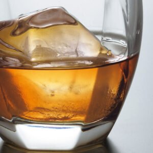 Close up of the old fashioned whiskey glass