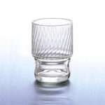 stackable glass in clear option made in japan from hem and tassel with ridges on the inner surface