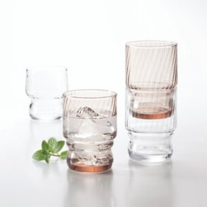 image showing multiple stackable glasses from Japan