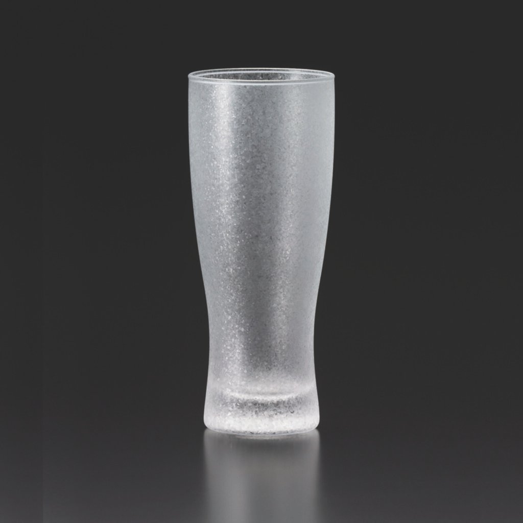 Frosty bling beer glass with a twinkling effect for beer bubbles or other carbonated beverages made in japan from hem and tassel,