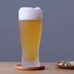 Frosty bling beer glass with a twinkling effect for beer bubbles or other carbonated beverages made in japan from hem and tassel,