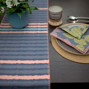 Rough stripes design table runner LS with celebration midnight dinner napkin from hem and tassel