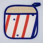 stars and stripes design pocketed pot holder from hem and tassel