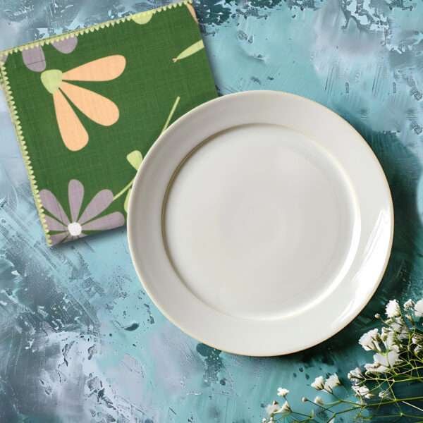 Shy Dragonfly-green dinner NAPKIN with plate