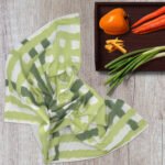 JUTE Impossible Towel MINT with veggies from hem and tassel