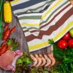 not straight tea towel in broad bold stripes