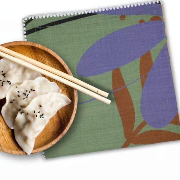pollen up dinner napkin with asian meal and chopsticks from hem and tassel
