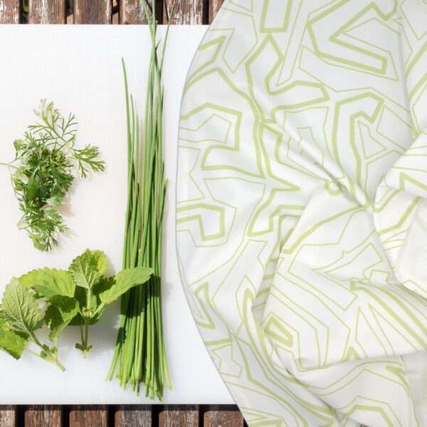 Cotton Tea Towel: Squiggles in Mint - Image 3
