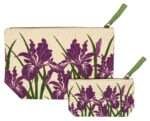 Down To Earth pouches in two sizes of iris design from Hem And Tassel