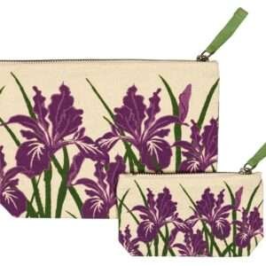Down To Earth pouches in two sizes of iris design from Hem And Tassel