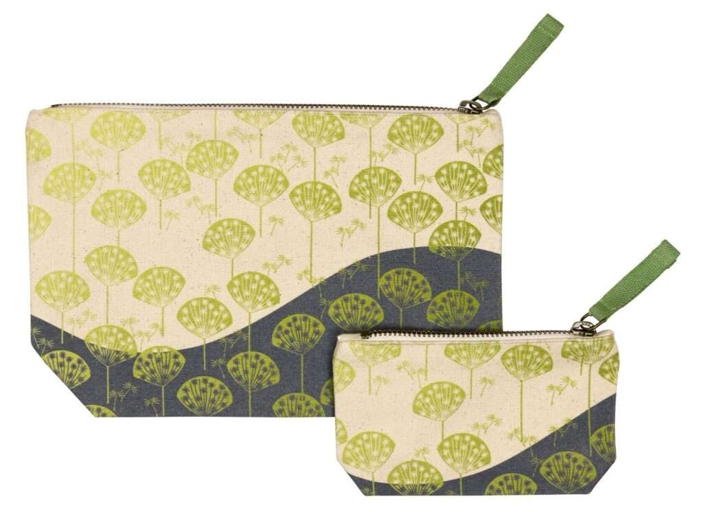 Down To Earth pouches in two sizes of dandelions design from Hem And Tassel