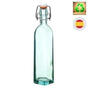 05305c-120cc square bottle of recycled glass with clamp by dte from hem and tassel