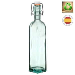 05614-300cc square bottle of recycled glass with clamp by dte from hem and tassel