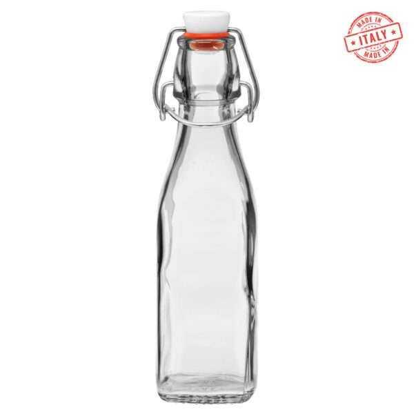 14730 250cc swing bottle of glass with clamp by dte from hem and tassel