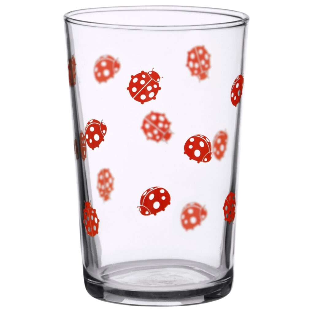 37926-A-7oz ladybug print vintage juice glass by dte from hem and tassel