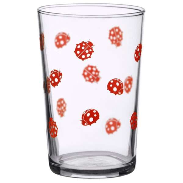 37926-A-7oz ladybug print vintage juice glass by dte from hem and tassel