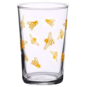37927-A-7oz honey bees print vintage juice glass by dte from hem and tassel