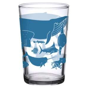 37931-A-7oz sea creatures print vintage juice glass by dte from hem and tassel