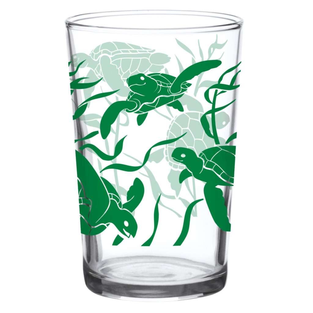 37932-A-7oz vintage juice glasses with sea turtles design by dte from hem and tassel