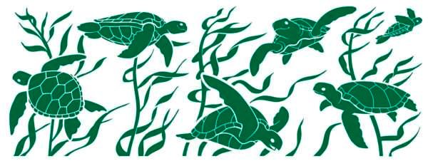 DTE Sea Turtles, Juice Glass Artwork B+W