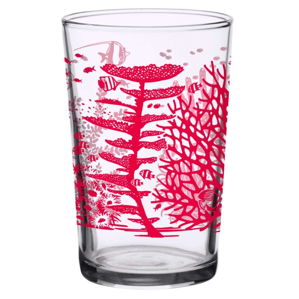 37933-A-7oz sea coral print vintage juice glass by dte from hem and tassel