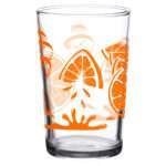 37939-A-7oz falling orange print vintage juice glass by dte from hem and tassel