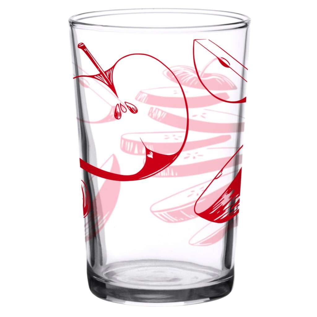 37940-A-7oz falling apple print vintage juice glass by dte from hem and tassel
