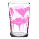 37946A-7oz pink poppy print vintage juice glass by dte from hem and tassel
