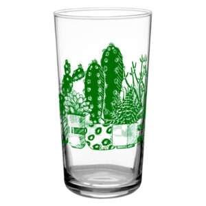 37952-A-Group-16 oz vintage beverage glass with desert succulents design by dte from hem and tassel