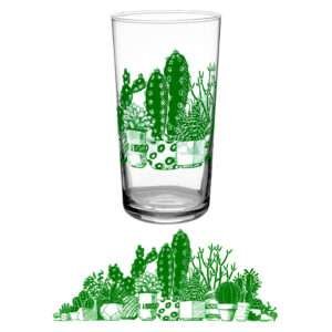 37952-Group-16 oz vintage beverage glass with desert succulent design by dte from hem and tassel