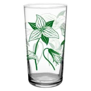 37954-A-16 oz vintage beverage glass with trillium design by dte from hem and tassel