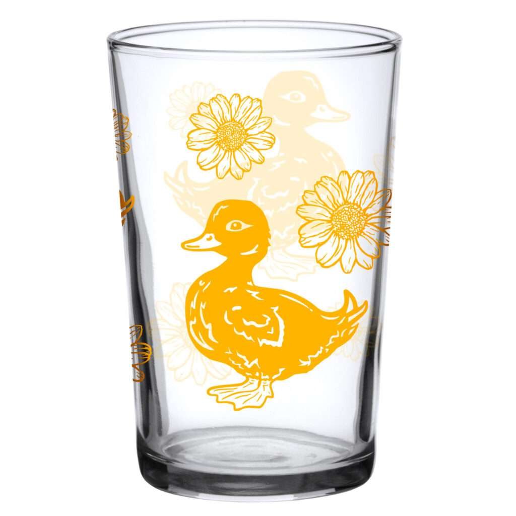 Home 23 37980-A 7oz ducky print vintage juice glass by dte from hem and tassel