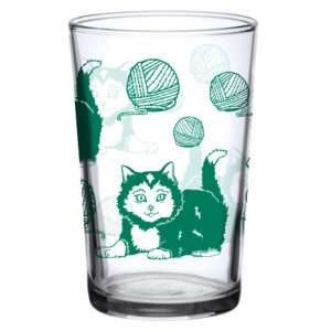 37982-A-7oz kitty print vintage juice glass by dte from hem and tassel
