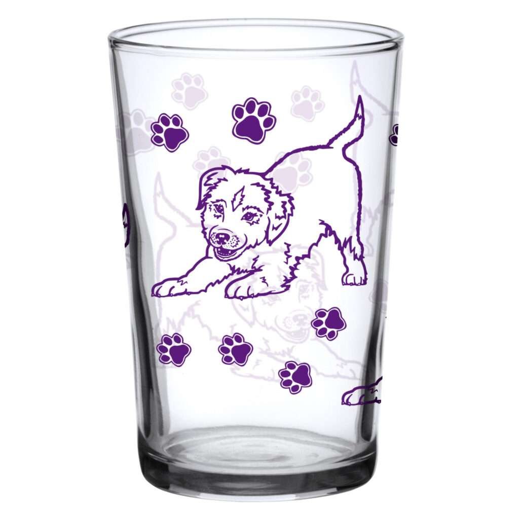 Home 30 37983-A-7oz puppy print vintage juice glass by dte from hem and tassel