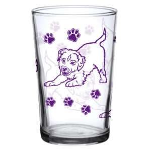 37983-A-7oz puppy print vintage juice glass by dte from hem and tassel