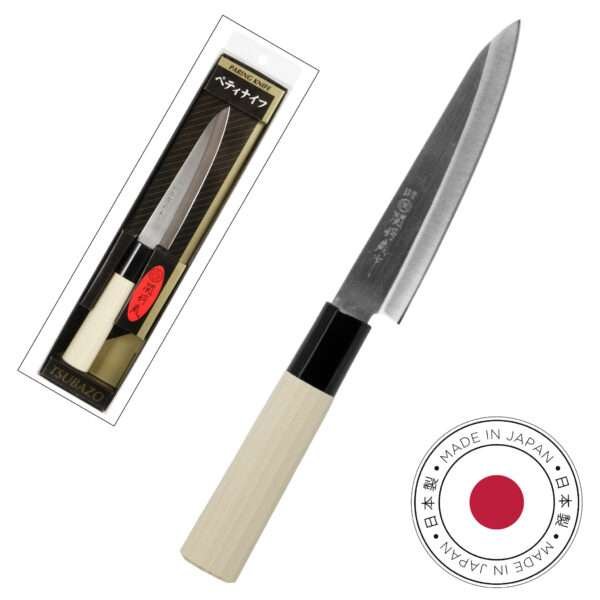44191-COMBO of packing and unpacked paring knife made in Japan by dte from hem and tassel