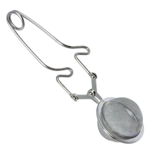 45739-tea brew infuser in steel with spring clip by dte from hem and tassel