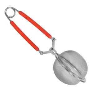45802-dunk it tea infuser in steel with spring clip and silicone handles by dte from hem and tassel