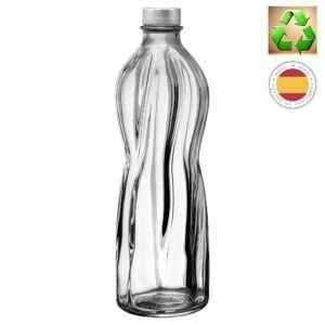 91865-Recycled glass one liter aqua bottle by dte from hem and tassel