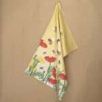 Bees and flowers design Hanging kitchen towel by DTE from Hem And Tassel
