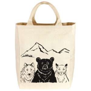 Canvas tote with trio of predators art print on both sides - 65923