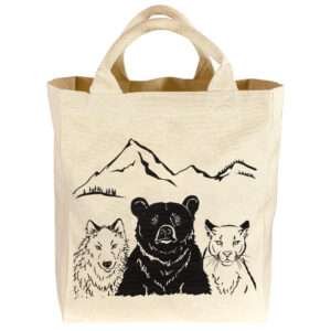 Canvas tote with trio of predators art print on both sides - 65924