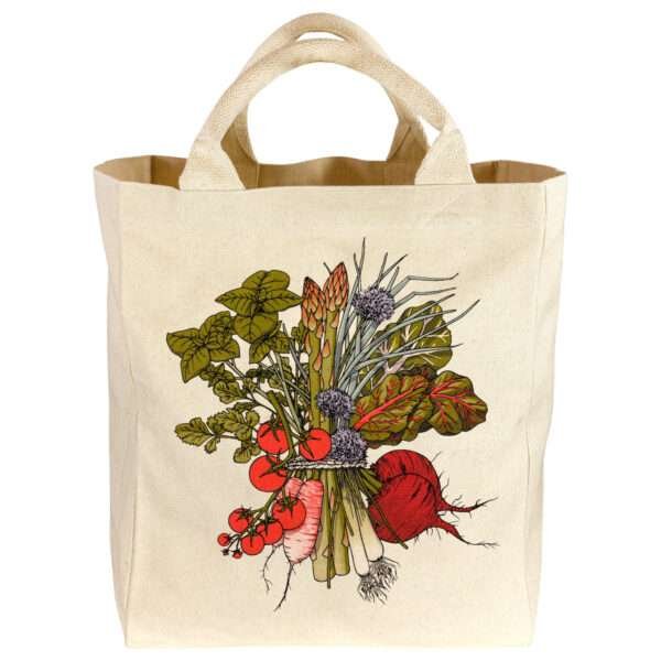 Canvas tote with veggie bouquet art print on both sides - 65927
