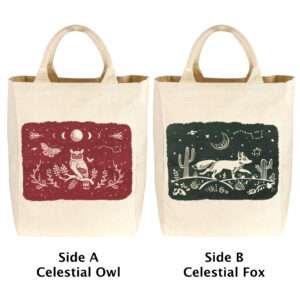 Celestial design canvas tote with both sides shown 65936-A and B