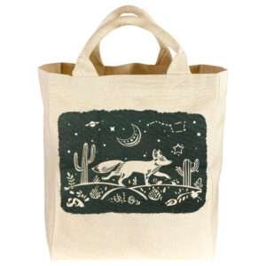Celestial design canvas tote with fox side shown 65935-B