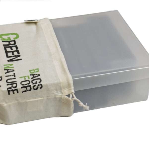 Large Green City Life produce bag shwon swallowing a large boxfrom hem and tassel