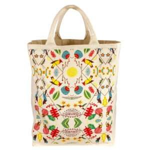 Large canvas tote with birds design by dte from hem and tassel