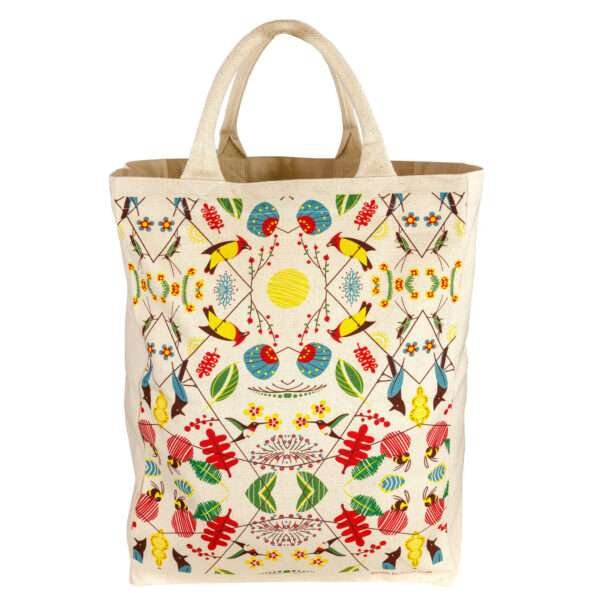 Large canvas tote with birds design by dte from hem and tassel